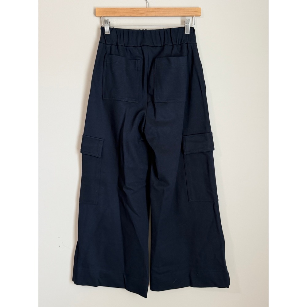 ME+EM Wide Leg Pants Women 2 Navy Blue Cargo High Waist Viscose Twill 023TJ426 - Picture 3 of 8